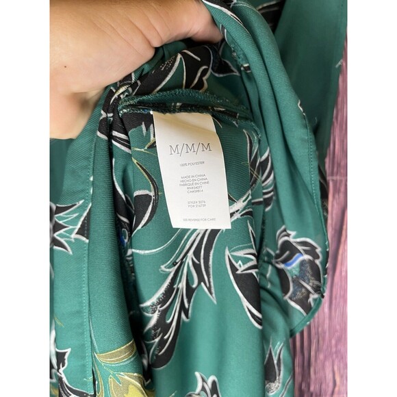 CAbi #3276 Falling Flowers Green Black Peplum Tank size M - Picture 4 of 6